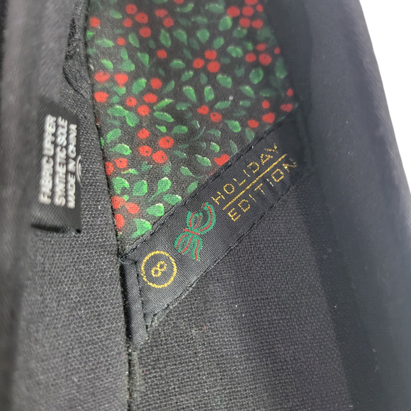 Christmas Bells Flats Black Velvet Velour Loafers Festive Holiday XMas Shoes 8 - Picture 7 of 12